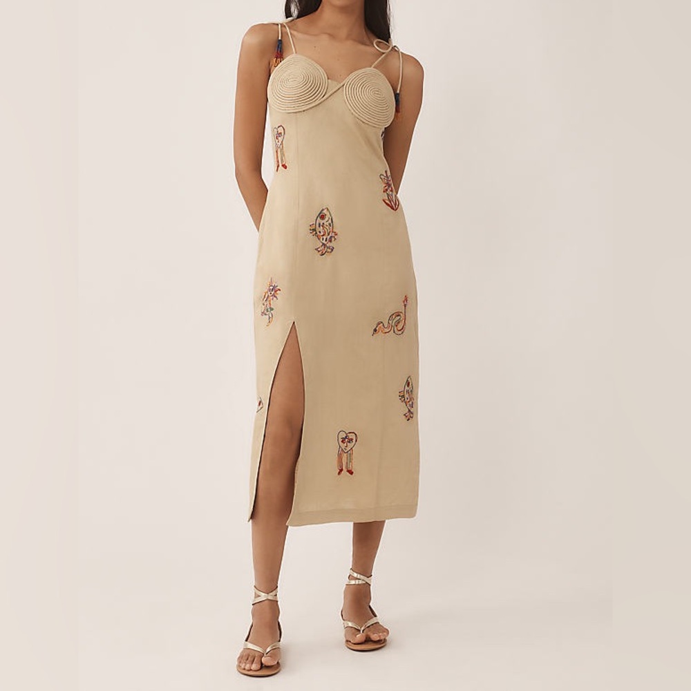 Farm Rio linen embroidered dress